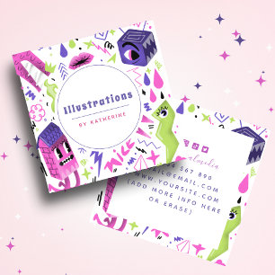 Carte De Visite Carré Illustration graphique Abstraite amusante