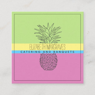 Carte De Visite Carré Illustration moderne de l'ananas Chef cuisinier