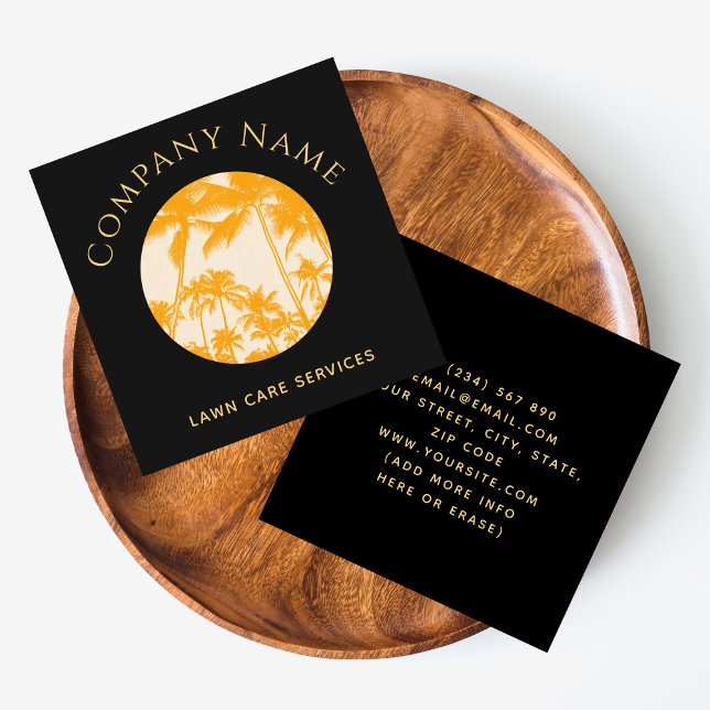 Carte De Visite Carré Illustration Retro Palm Tree Parking (Créateur téléchargé)