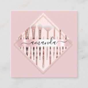 Carte De Visite Carré Image de Rose du logo de l'artiste de maquillage p