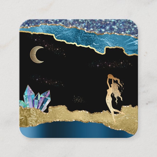 Carte De Visite Carré *~* Imaginaire Crystal Goddess Parties scintillant (Devant)