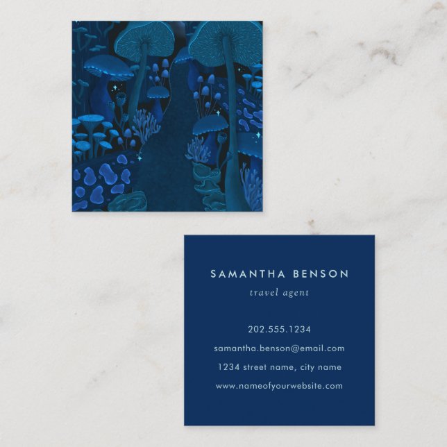 Carte De Visite Carré Imaginaire de la forêt de champignons magiques (Devant / Derrière)