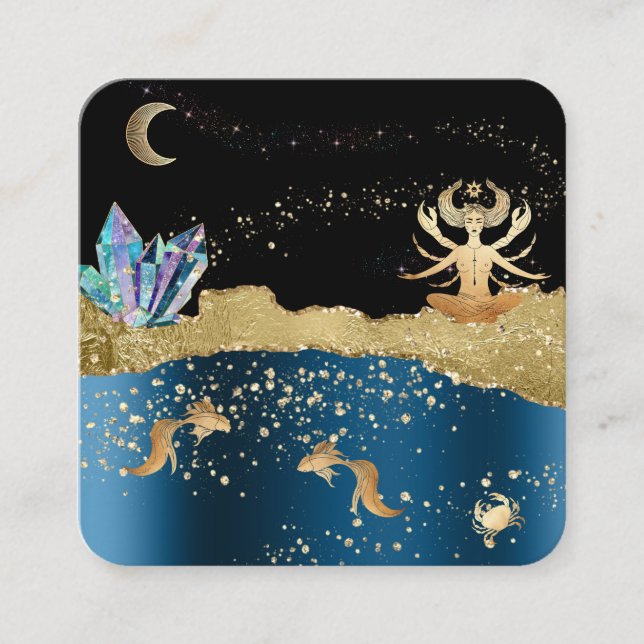 Carte De Visite Carré *~* Imaginaire Déesse cristalline Cancer céleste O (Devant)