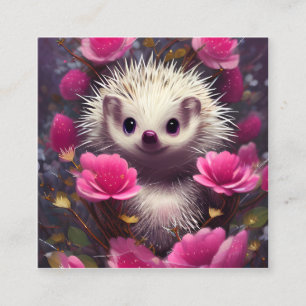 Carte De Visite Carré Imaginaire détaillé Cute Kawaii Valentine Hedgehog