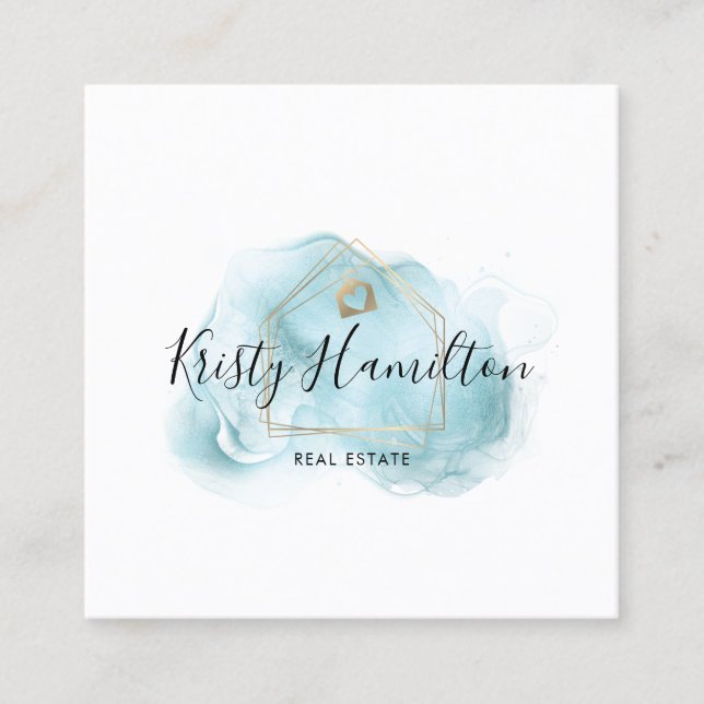 Carte De Visite Carré immobilier professionnel maison courtier or affair (Devant)