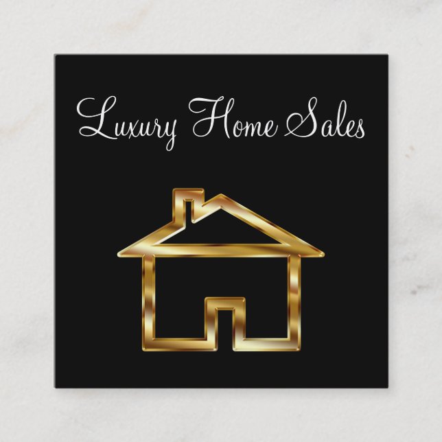 Carte De Visite Carré Immobiliers de Chambre chique d'or (Devant)