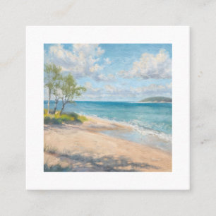 Carte De Visite Carré Impression artistique de plage côtière sereine au