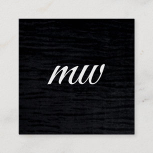 Carte De Visite Carré Impression noire Faux Velvet avec Monogramme