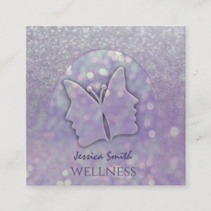 Carte De Visite Carré Impressionnant bokeh chic fille visage papillon vi