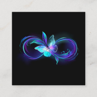 Carte De Visite Carré Infinité brillante avec papillon magique