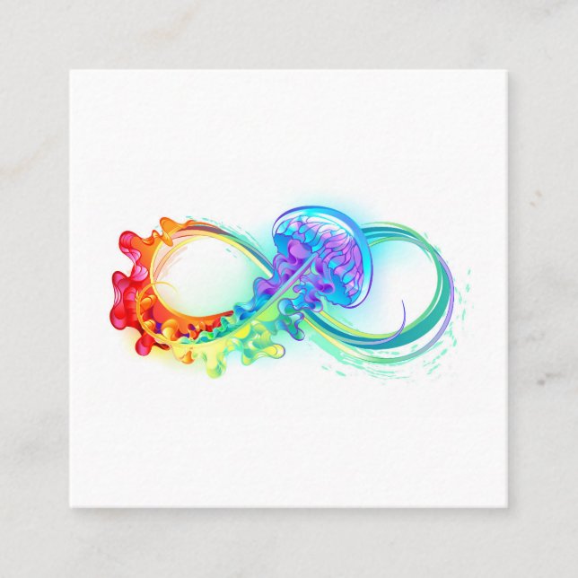Carte De Visite Carré Infinity avec méduse arc-en-ciel (Devant)