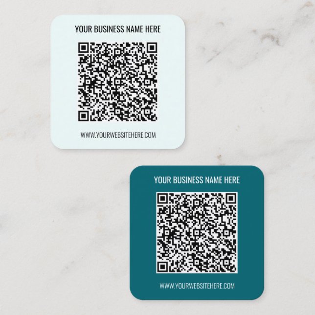 Carte De Visite Carré Informations d'analyse de code QR personnalisé et  (Devant / Derrière)
