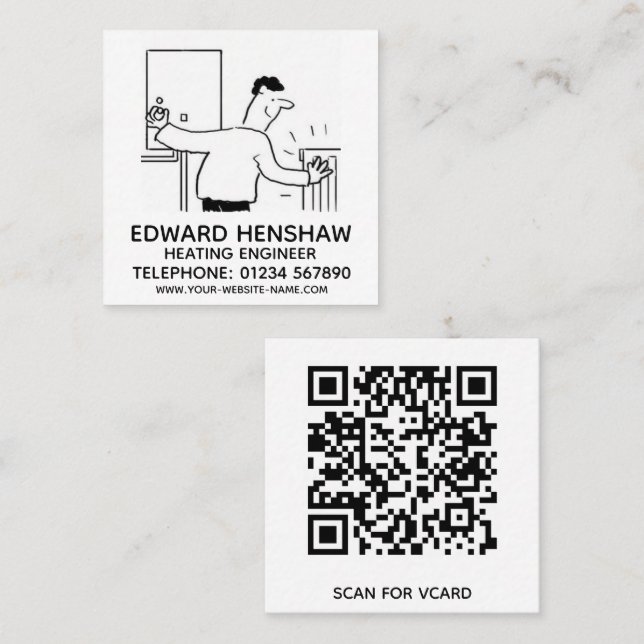 Carte De Visite Carré Ingénieur de plomberie et de chauffage (Devant / Derrière)