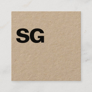 Carte De Visite Carré Initiales grandes - Carré - Kraft
