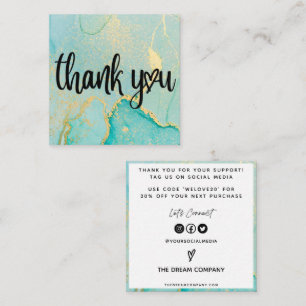 Carte De Visite Carré Insertion de média couleur or bleu Abstrait