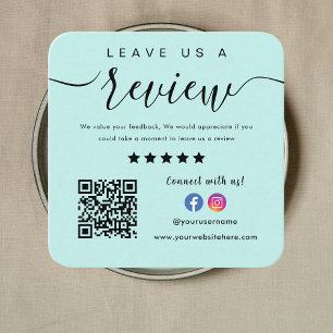 Carte De Visite Carré Instagram Facebook Logo Qr Code Laissez-Nous Un Av