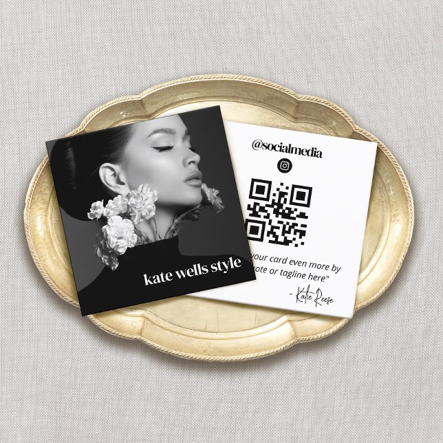 Carte De Visite Carré Instagram Photo QR Code (Créateur téléchargé)