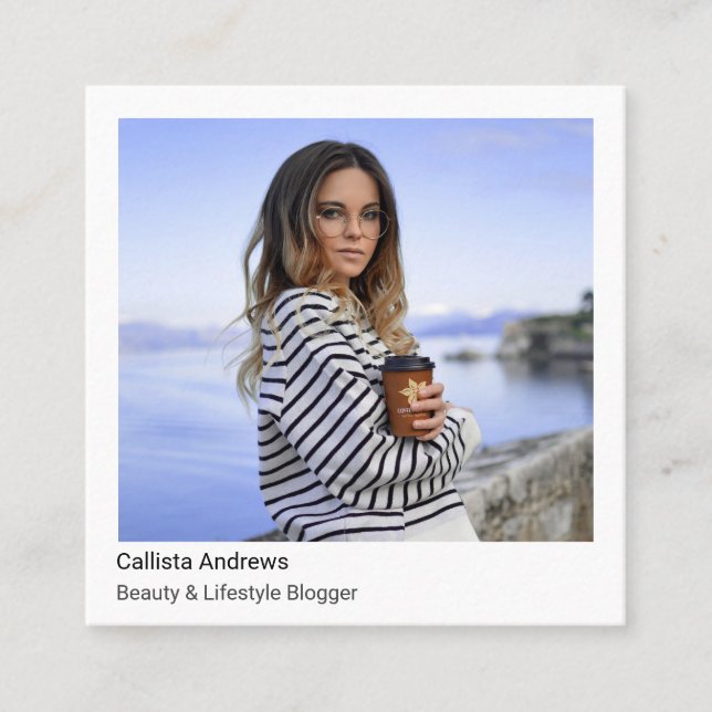 Carte De Visite Carré Instagram Photo Social Media Follow Me Blogger (Devant)