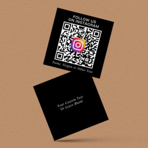 Carte De Visite Carré Instagram QR Code noir Promotionnel