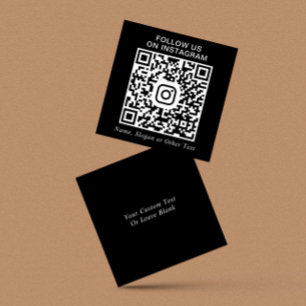 Carte De Visite Carré Instagram QR Code noir Promotionnel