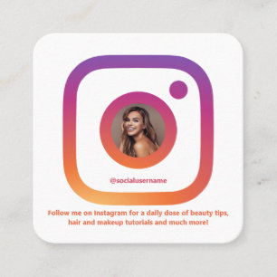 Carte De Visite Carré Instagram Style Blanc tendance médias sociaux QR C