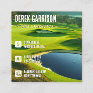Carte De Visite Carré Instructeur de golf Cours de golf professionnel