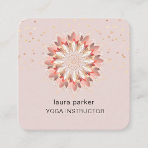 Carte De Visite Carré Instructeur de méditation de Yoga Lotus Flower