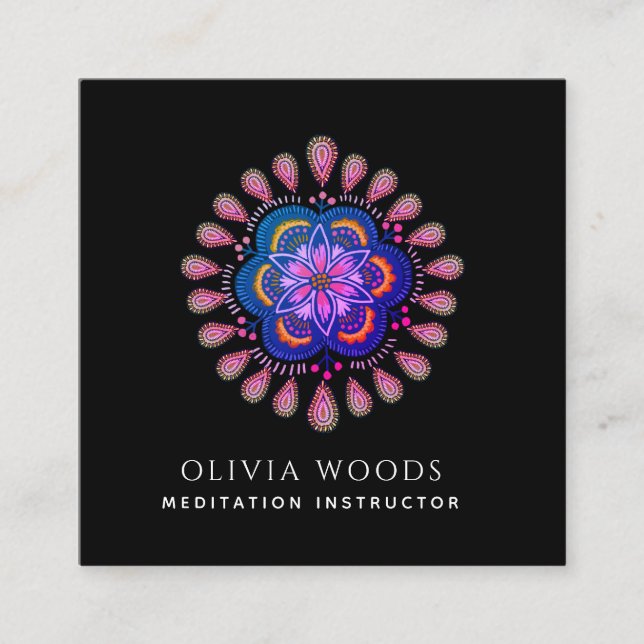 Carte De Visite Carré Instructeur de méditation Mandala (Devant)