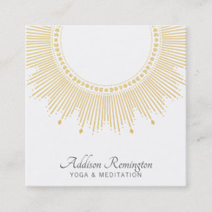 Carte De Visite Carré Instructeur de méditation Yoga Gold Sun Mandala