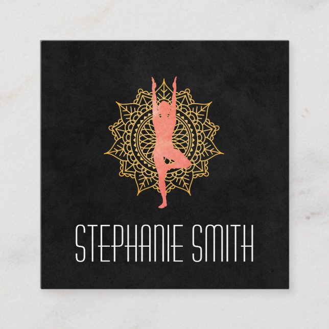 Carte De Visite Carré Instructeur de méditation Yoga | Mandala (Devant)