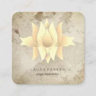 Carte De Visite Carré Instructeur de Yoga Lotus Gold Marble Élégant