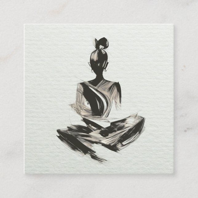 Carte De Visite Carré Instructeur de Yoga Lotus Méditation Pose Brosse (Devant)