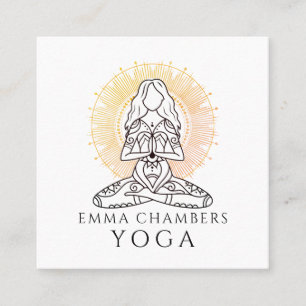 Carte De Visite Carré Instructeur de Yoga Lotus Pose Gold Mandala