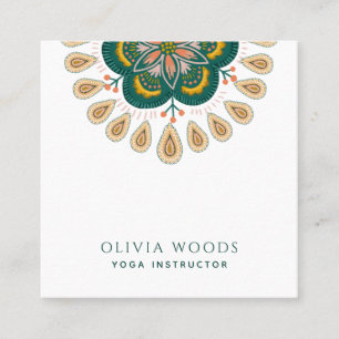 Carte De Visite Carré Instructeur de Yoga Mandala