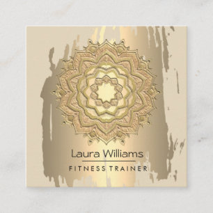 Carte De Visite Carré Instructeur de Yoga vintage Mandala Lotus Flower G