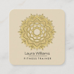 Carte De Visite Carré Instructeur de Yoga vintage Mandala Lotus Flower G