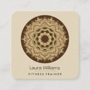 Carte De Visite Carré Instructeur de Yoga vintage Mandala Lotus Flower G