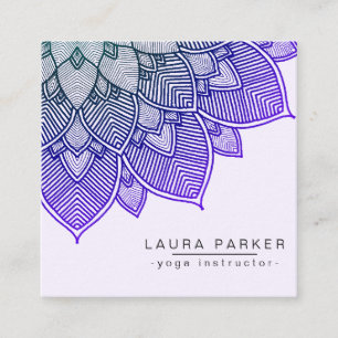 Carte De Visite Carré Instructeur pourpre de yoga de mandala de Lotus