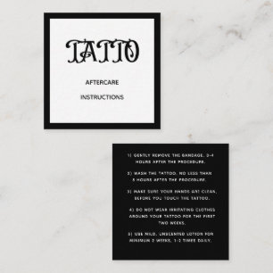 Carte De Visite Carré Instruction de soins après-tatouage à motif de gra