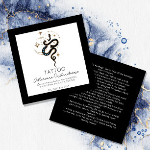 Carte De Visite Carré Instructions de soins de tatouage de serpent Stylé