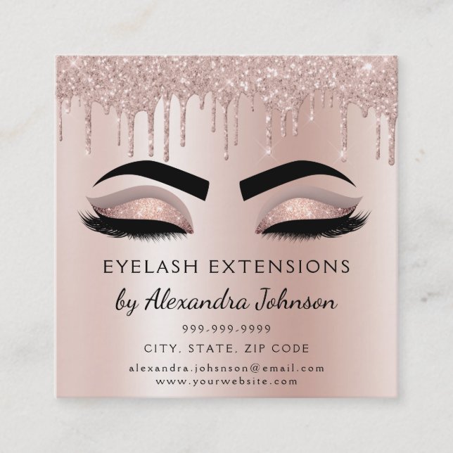 Carte De Visite Carré Instructions de soins postérieurs Eyelashes Rose G (Devant)