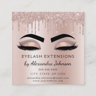 Carte De Visite Carré Instructions de suivi Eyelashes Rose Gold Pink
