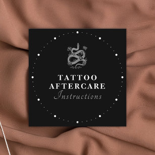 Carte De Visite Carré Instructions de tatouage post-soins Texte noir et 