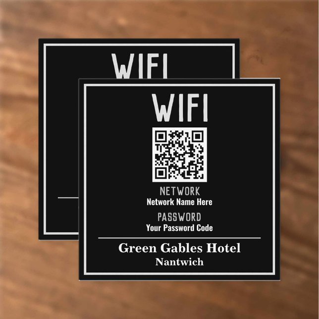 Carte De Visite Carré Instructions WiFi avec code QR (Créateur téléchargé)