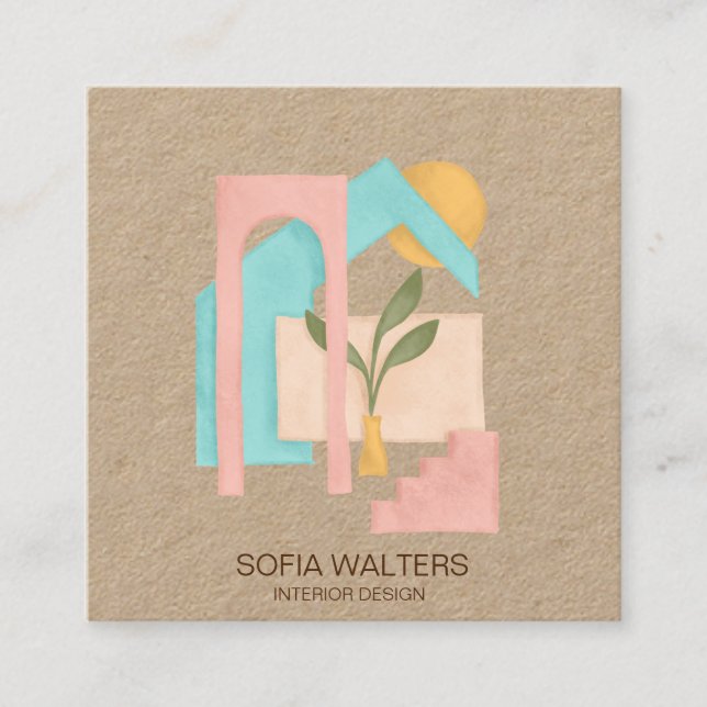 Carte De Visite Carré intérieur design maison mise en scène immobilier h (Devant)