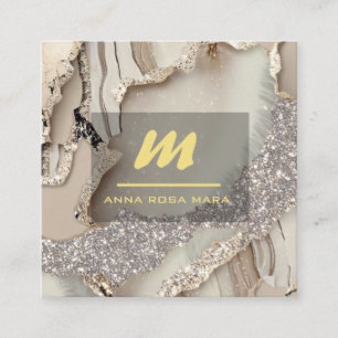 Carte De Visite Carré *~* ivoire QR Agate Mauve Gold Parties scintillant