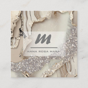 Carte De Visite Carré *~* Ivory QR Agate Mauve Luxe Parties scintillant 