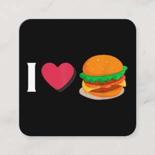 Carte De Visite Carré J'adore Burger Cheeseburger Manger Mal