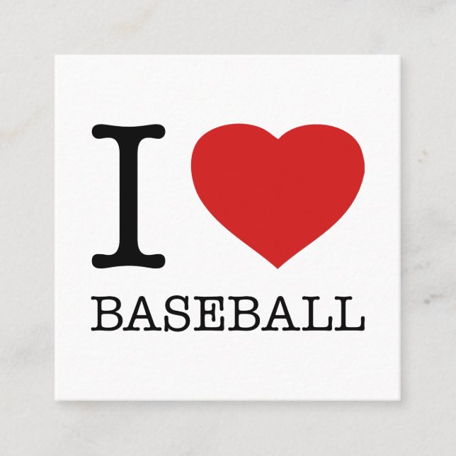 CARTE DE VISITE CARRÉ J'ADORE LE BASEBALL (Devant)