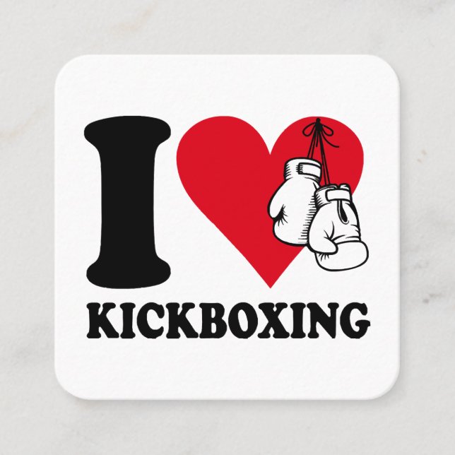 Carte De Visite Carré J'adore le kickboxing (Devant)